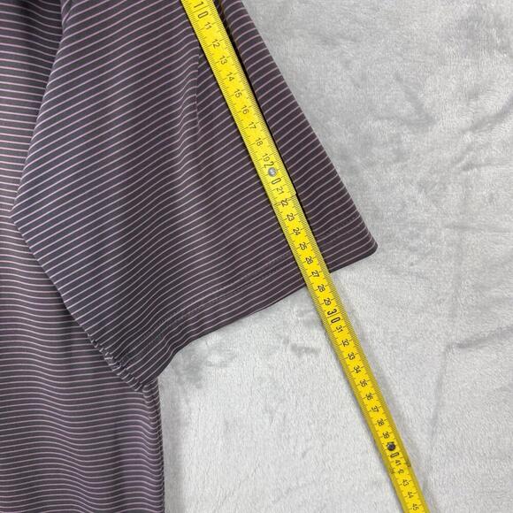 Horn Legend Performance Polo Shirt Men L Purple Stripe Torrey Pines Golf Stretch - Picture 9 of 11